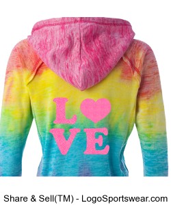 "LOVE" Weatherproof Ladies multi colored hoodie by Prz Design Zoom
