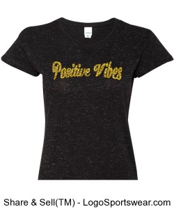 Positive Vibes black tee in gold glitter by Prz Design Zoom