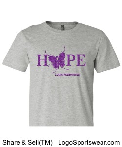 Grey Lupus Awareness butterfly Hope tee in purple glitter by Prz Design Zoom