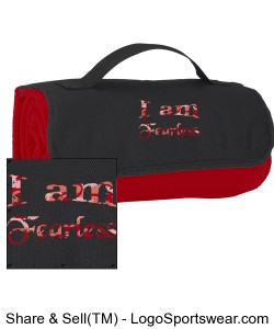 "I AM FEARLESS" with red camp lettering, RED 4 in 1 Stadium Blanket Design Zoom
