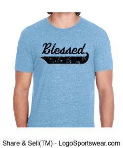 Blessed Logo tee in blue Jersey with distressed lettering Design Zoom