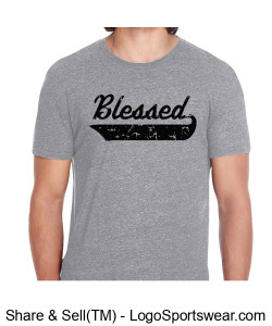 BLESSED! Grey logo tee with distressed lettering Design Zoom